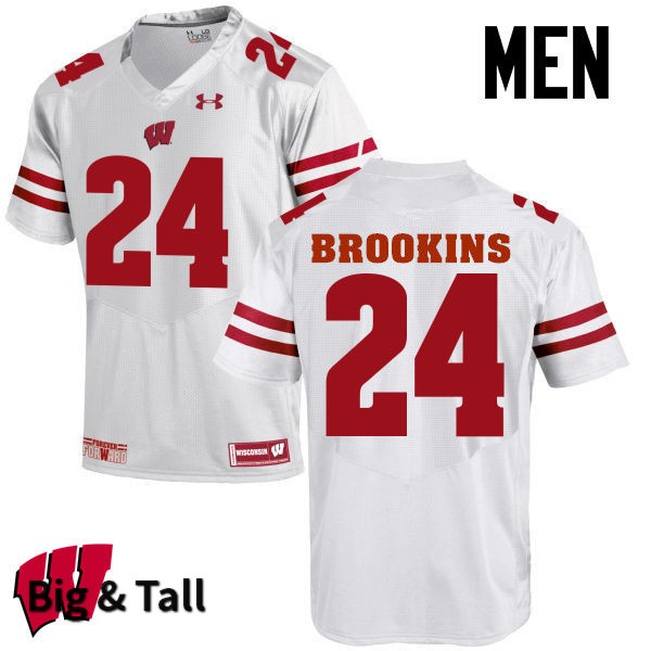 Wisconsin Badgers Men's #24 Keelon Brookins NCAA Under Armour Authentic White Big & Tall College Stitched Football Jersey OJ40I60FV